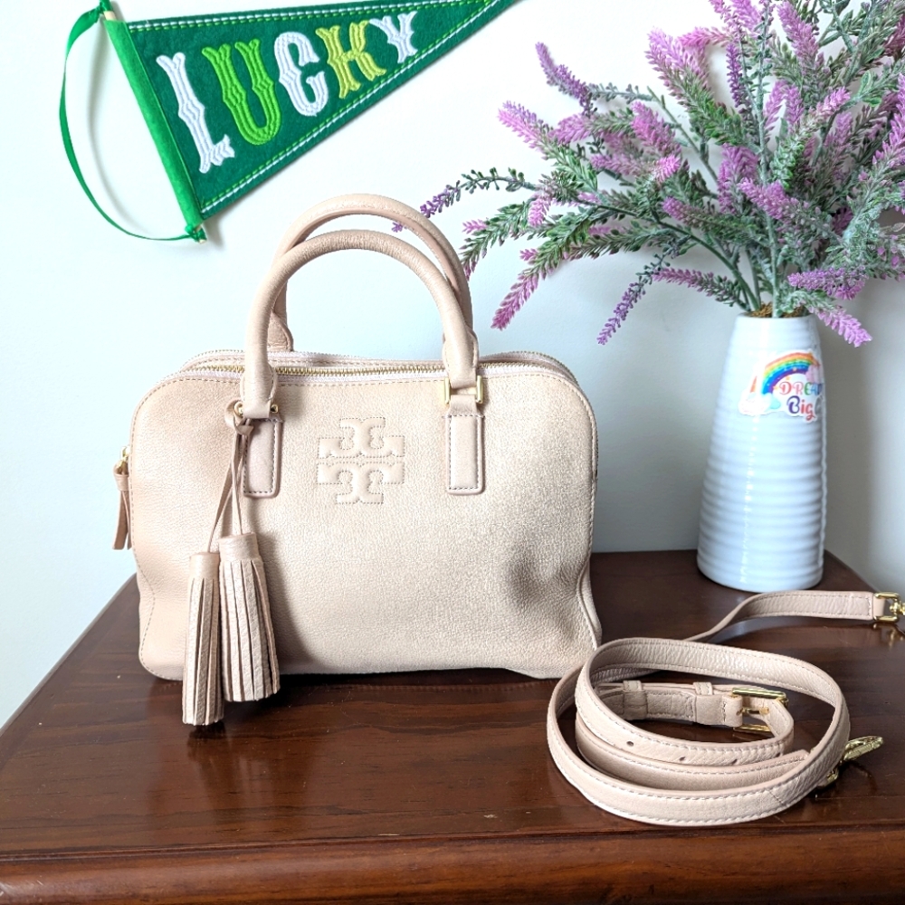 Tory Burch Light Pink Thea Small Double Zip Satchel